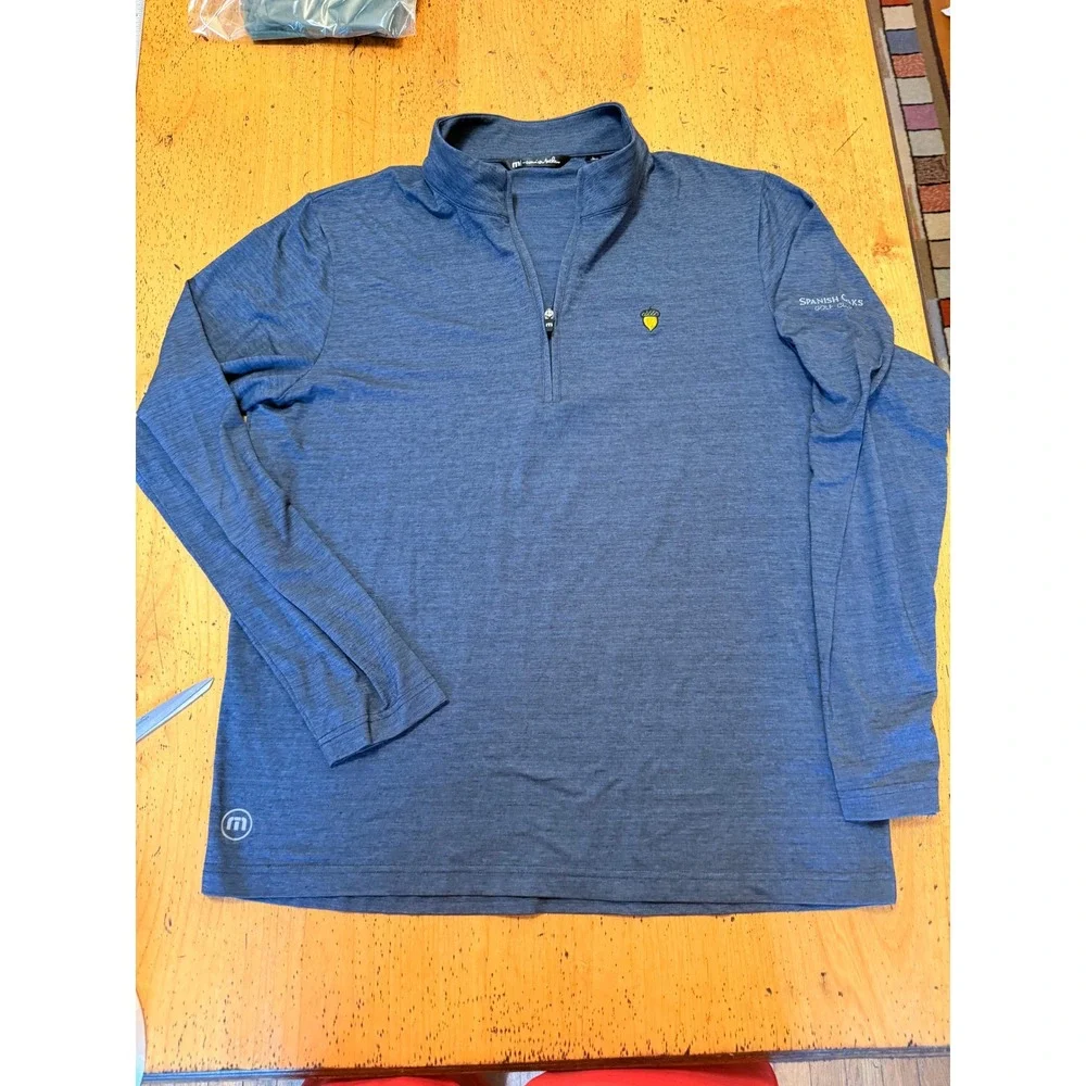 Spanish Oaks • TravisMathew 1/4 Zip Pullover Size L Heather Blue Golf Shirt